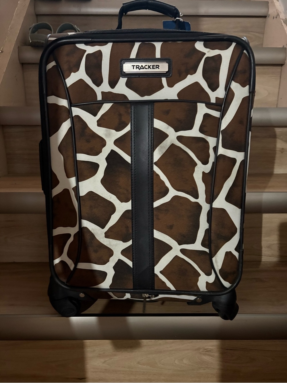 Rolling Carry-On Suitcase in Brown Giraffe Print